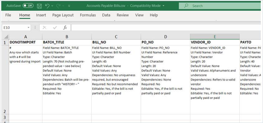 An example of a CSV import.