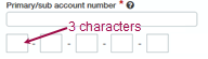 A primary account number box with five subaccount boxes.