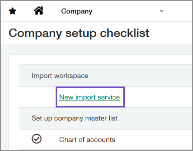 Import service link highlighted.