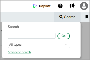 Magnifying glass highlighted to show the quick search window. 